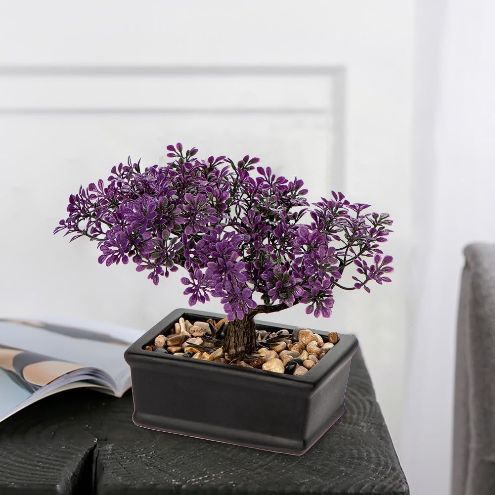 Artificial Bonsai Tree Juniper Faux Plants Indoor Fake Plants Decor with Black Ceramic Pots for