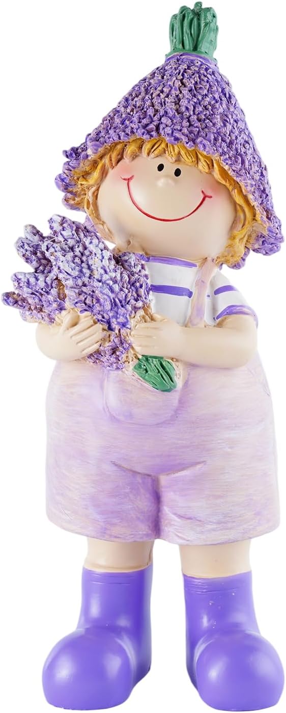 Lavender Series Resin Garden Statues - Couple Boy & Girl Decor, Ideal for Outdoor Patio, Lawn