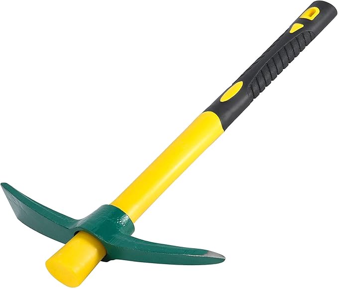 2 PCS Pick Mattock Hoe Heavy Duty, Gardening Hand Pick with 15 Inch Shock Absorption Rubber Handle
