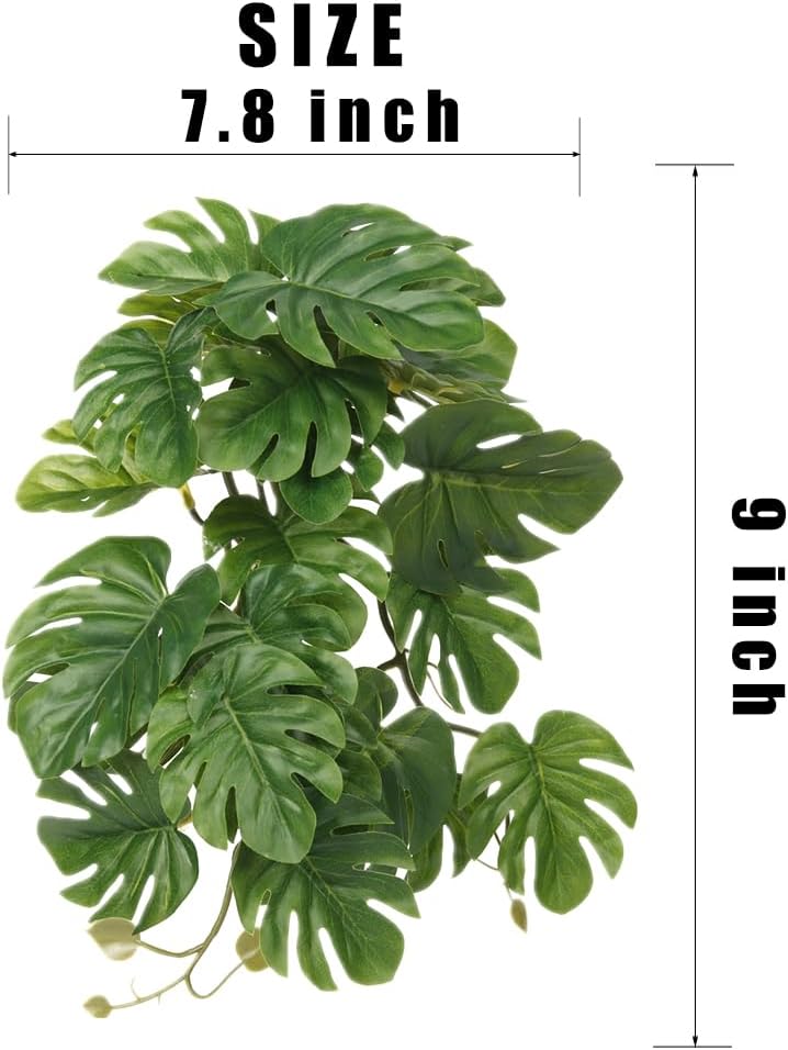 Reptile Plants for Terrarium, Amphibian Habitat Decor Artificial Hanging Plants with Suction Cup