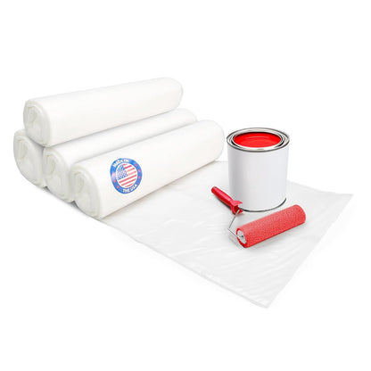 Plastic Sheeting 4 mil, 4' x 50' (200 sq.ft.), Pack of 4 - Thick Semi-Clear Plastic Sheeting for