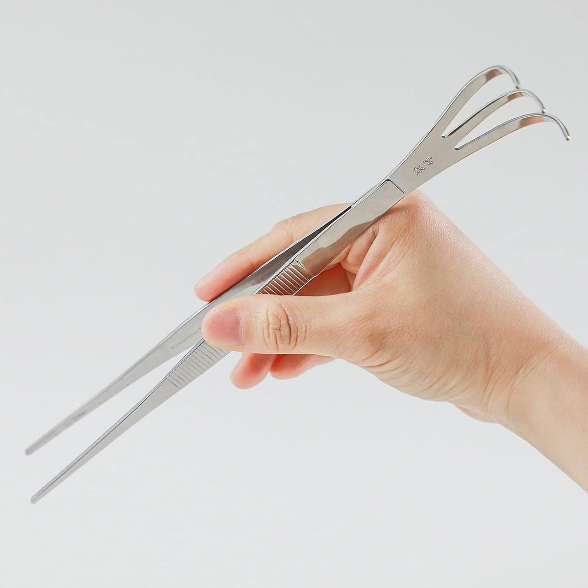 Wazakura 2 in 1 Bonsai Tweezers with Root Rake in Stainless Steel Made in Japan 8.6in (220mm)