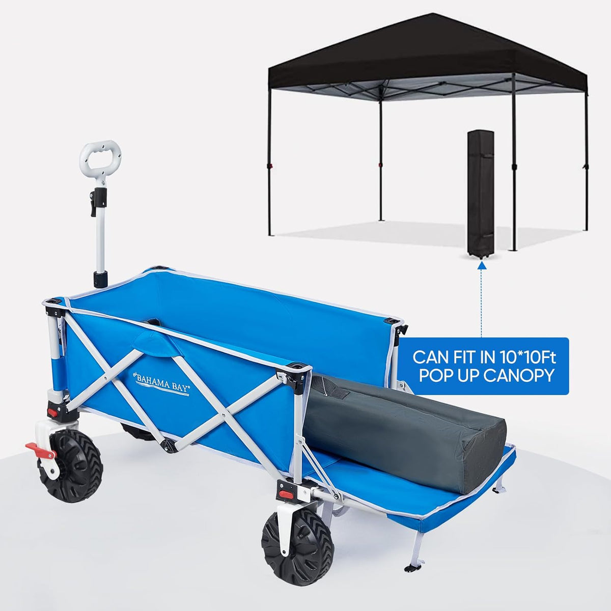 Old Bahama Bay 550lbs Extra Long 49" L Beach Wagon with Big Wheels with Brake for Sand, Collapsible