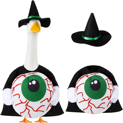 Sanwuta 1 Set Halloween Porch Goose Outfit Eyeball Pillow Design with Hat for 23" Lawn Cement Goose