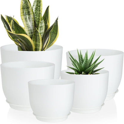 Plant Pots 10/9/8/7.5/7 inch Flower Pots with Multi Mesh Drainage Holes, Planters for Indoor