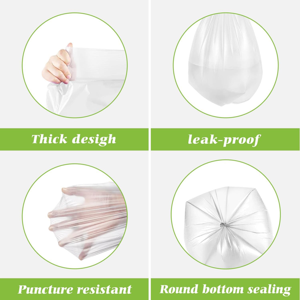 Teivio 1.2 Gallon 360 Counts Trash Bags Garbage Bags, Bathroom Trash Can Bin Liners, Small Plastic