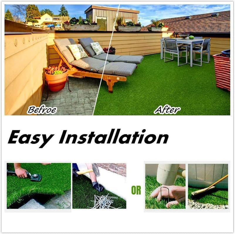 Artificial Grass Turf 14FTx18FT, 1.38" Pile Height Realistic Synthetic Grass, Indoor Outdoor Pet