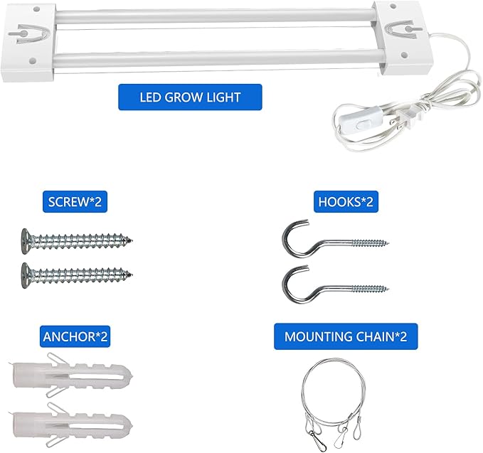 LED Grow Lights 16W Full Spectrum Integrated Growing Lamp Lighting Fixtures with High PPFD for