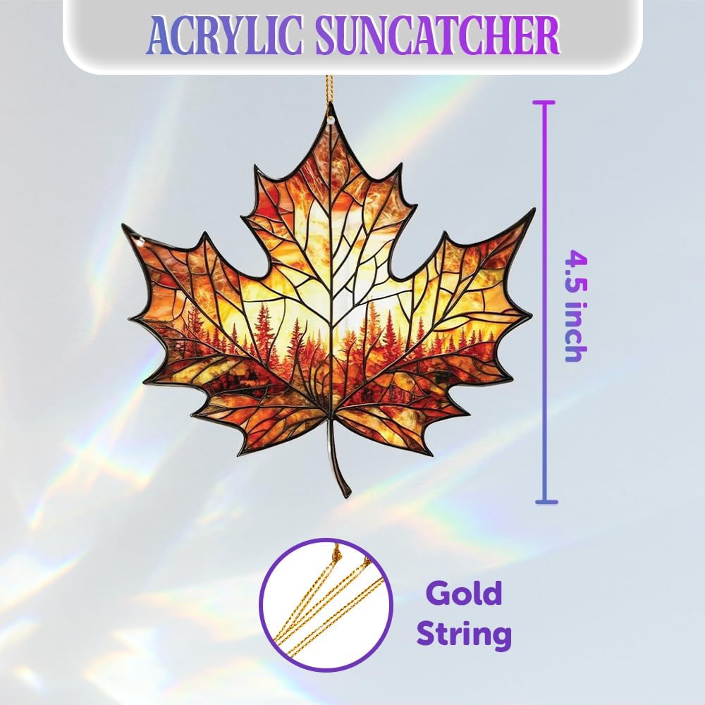 Stained Glass Acrylic Maple Leaf Ornament – Autumn & Christmas Tree Decoration 2025, Fall Harvest