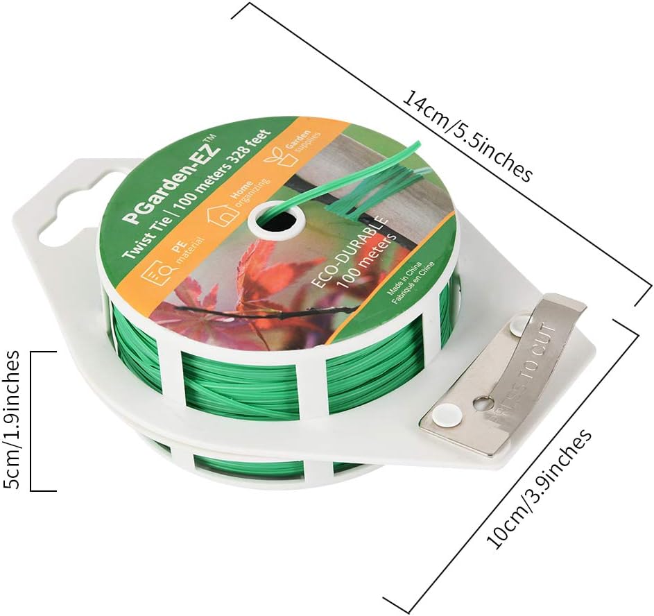 Twist Ties - 328ft Plant Ties PE-Coated Garden Ties with Cutter for Gardening Tomatoes Vines and