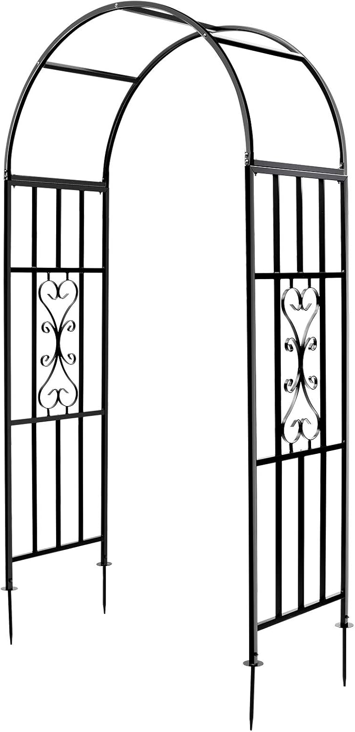 Arbors, Curved Metal Endurable Iron Trellis Plants Stand Use for Outdoor Garden Arbor Climbing