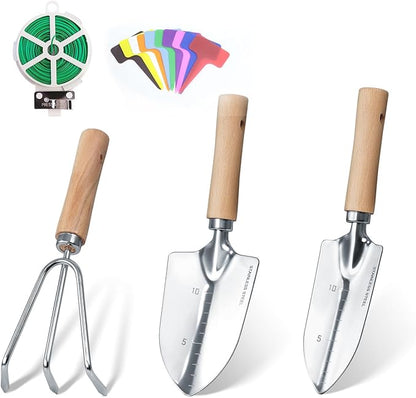 Garden Tool Set, 3 Pieces Gardening Kit with Garden Plant Twist Tie and Plastic Plant Tag