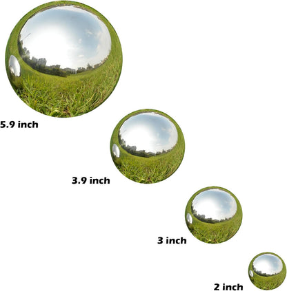 Nerien Gazing Ball, Stainless Steel Garden Mirror Globe, Polished Ornament Sphere, Hollow Floating