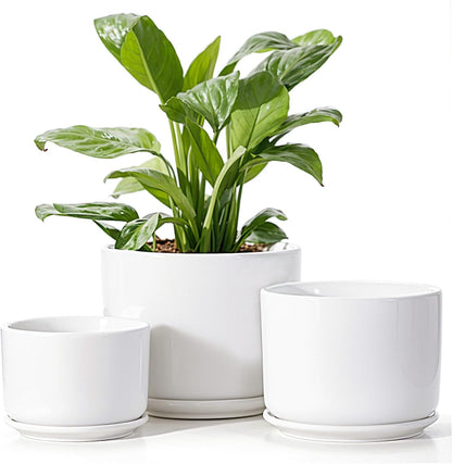 EFISPSS Plant Pots, 4+5+6 Inch Pots for Indoor Plants, Ceramic Planter Pot with Drainage Hole