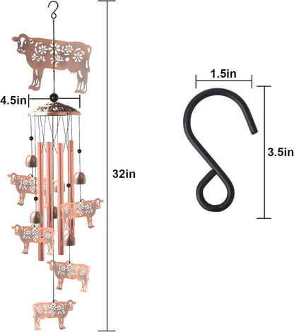 Wealth Attraction Ox Brass Wind Chime - Cow Wind Chimes for Outside,Cow Gifts for