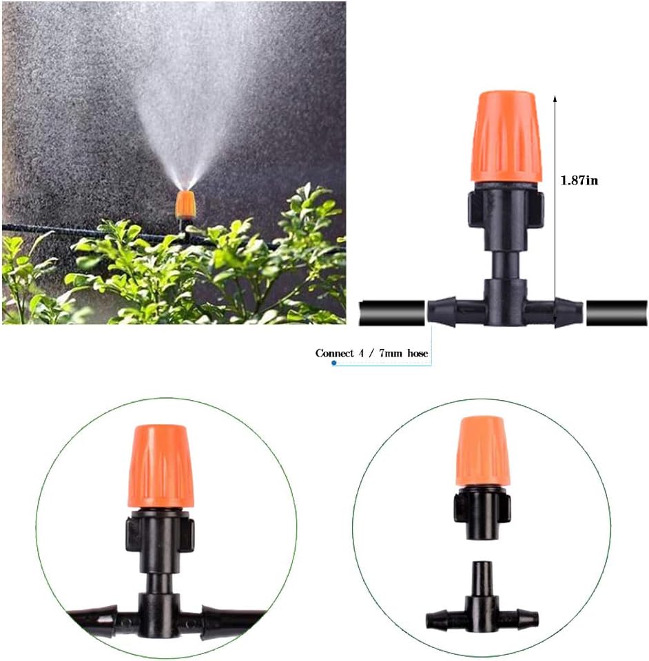 Dceyaor Three-Way Adjustable Garden Irrigation Nozzle, Garden/Roof Cooling Atomizing Plastic
