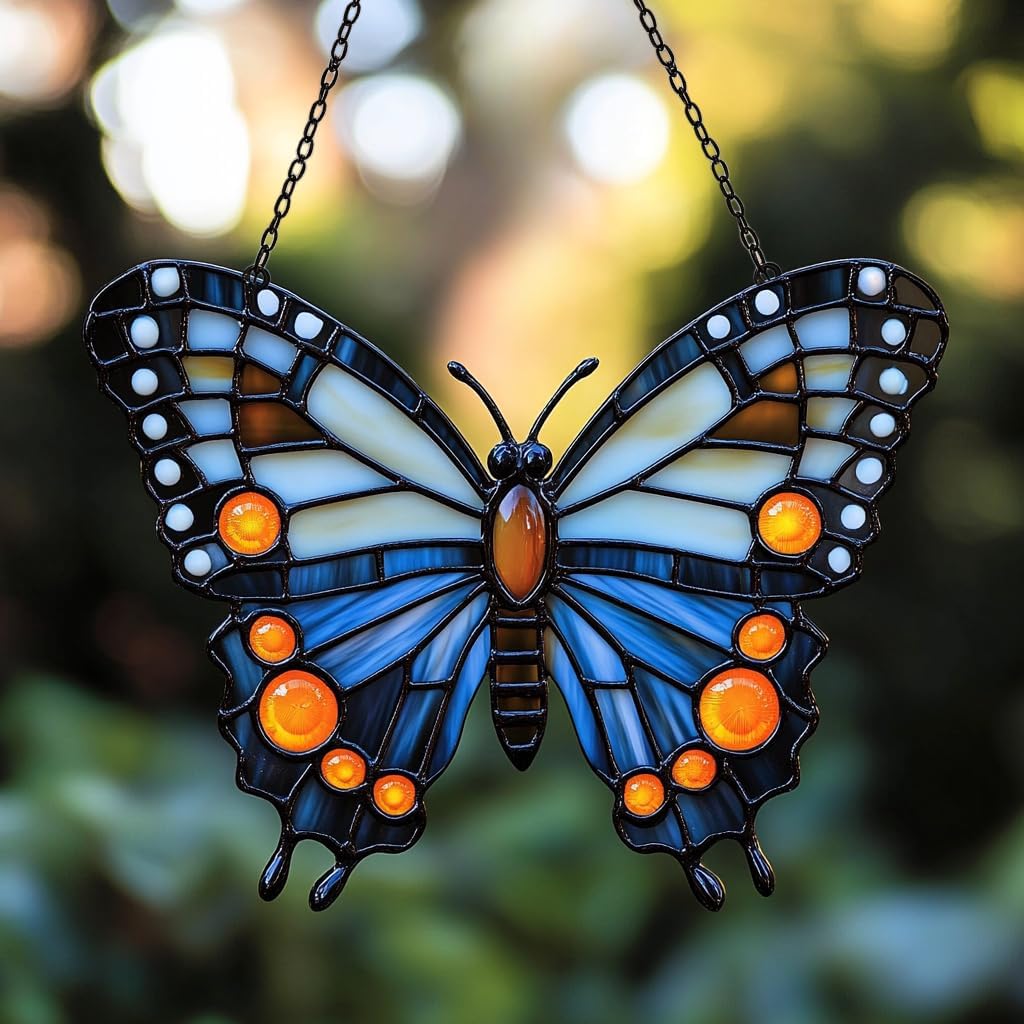 Night Monarch Butterfly Acrylic Suncatcher Stained Glass Effect Window Car Hanging Christmas