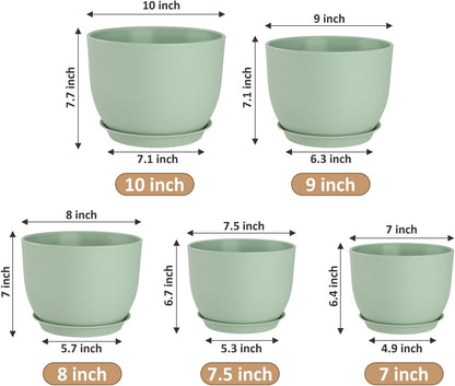 Plant Pots 10/9/8/7.5/7 inch Flower Pots with Multi Mesh Drainage Holes, Planters for Indoor