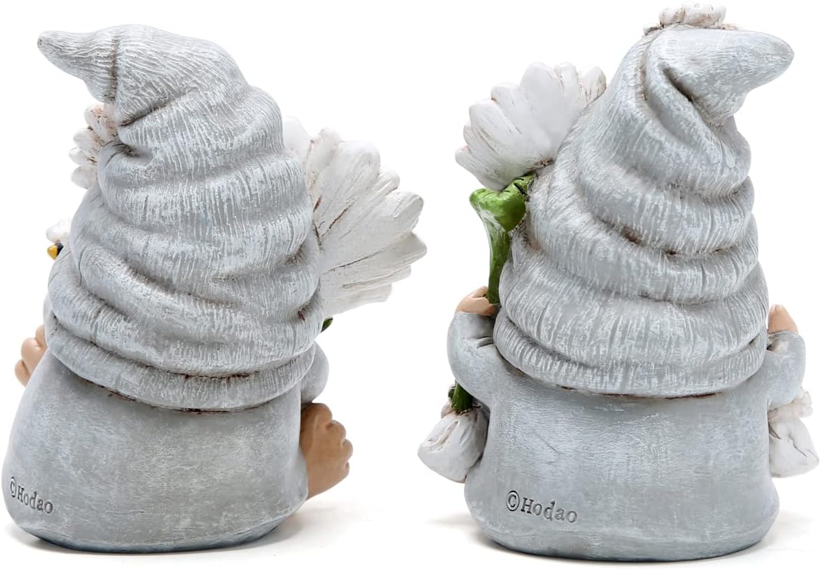 Hodao Set of 2 Spring Gnome Decorations Flower Gnomes Ornaments Decor Summer Outdoor Figurines