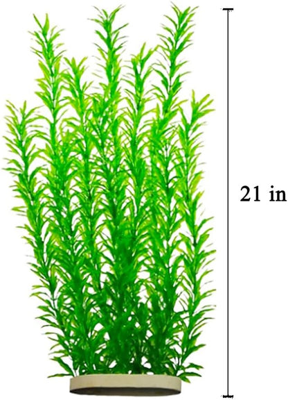 DSkoiph 2 pcs Aquarium Decor Plastic Plants Extra Large 21 Inches Artificial Fish Tank Plants Tall