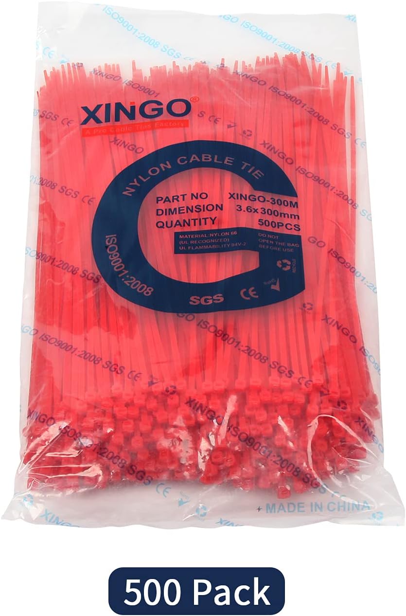 XINGO Nylon Cable Zip Ties Self Locking Plastic Wire Ties with 40 Lbs Tensile Strength for Indoor