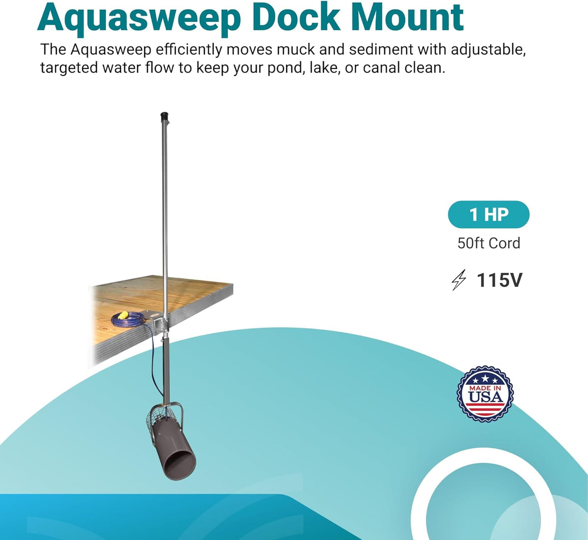 Scott Aerator 1 Horse Power, 115V Muck Blaster - 50ft Cord | 1HP Aquasweep w/Dock Mount | Water