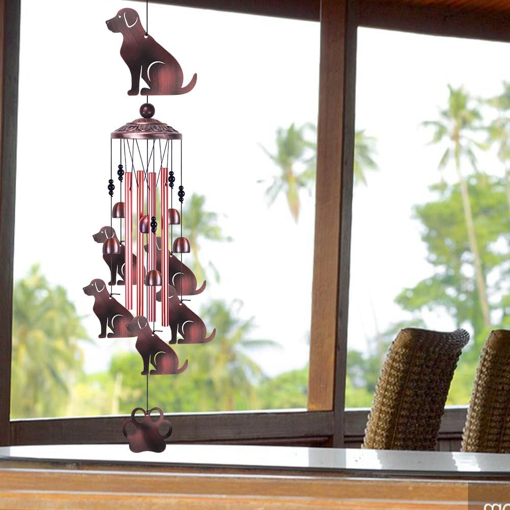 36 Inch Dogs Wind Chimes Outdoor/Indoor Decor - Metal Dog Musical Wind Bells, Mobile Romantic Dog