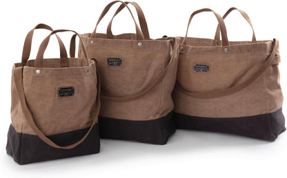 Barebones Neelum Large Waxed Canvas Tote Bags - Heavy Duty Canvas Bag and Reusable Grocery Bag
