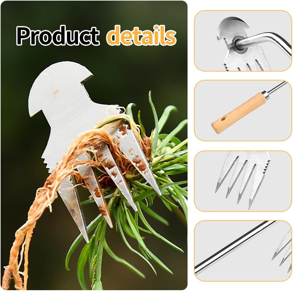 Hand Weeder Tool, Stainless Steel 2 Pcs Weeder Tool for Garden and Farm,Weeding Tool for