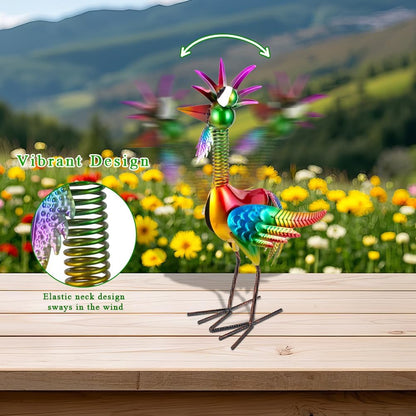 Metal Wacky Rooster Garden Statue, 18'' Rooster Decor Yard Statue Decorations Outdoor, Chicken Yard