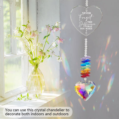 Retirement Gift Crystal Suncatcher for Women, Thank You Gifts Never Forget The Difference, Crystal