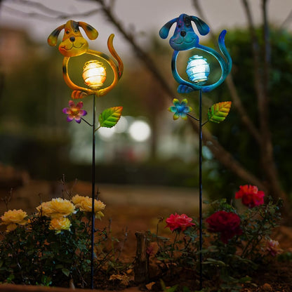 Solar Outdoor Garden Lights,27.4''H Solar Dog Statues Outdoor Lights,Waterproof Solar Decorative