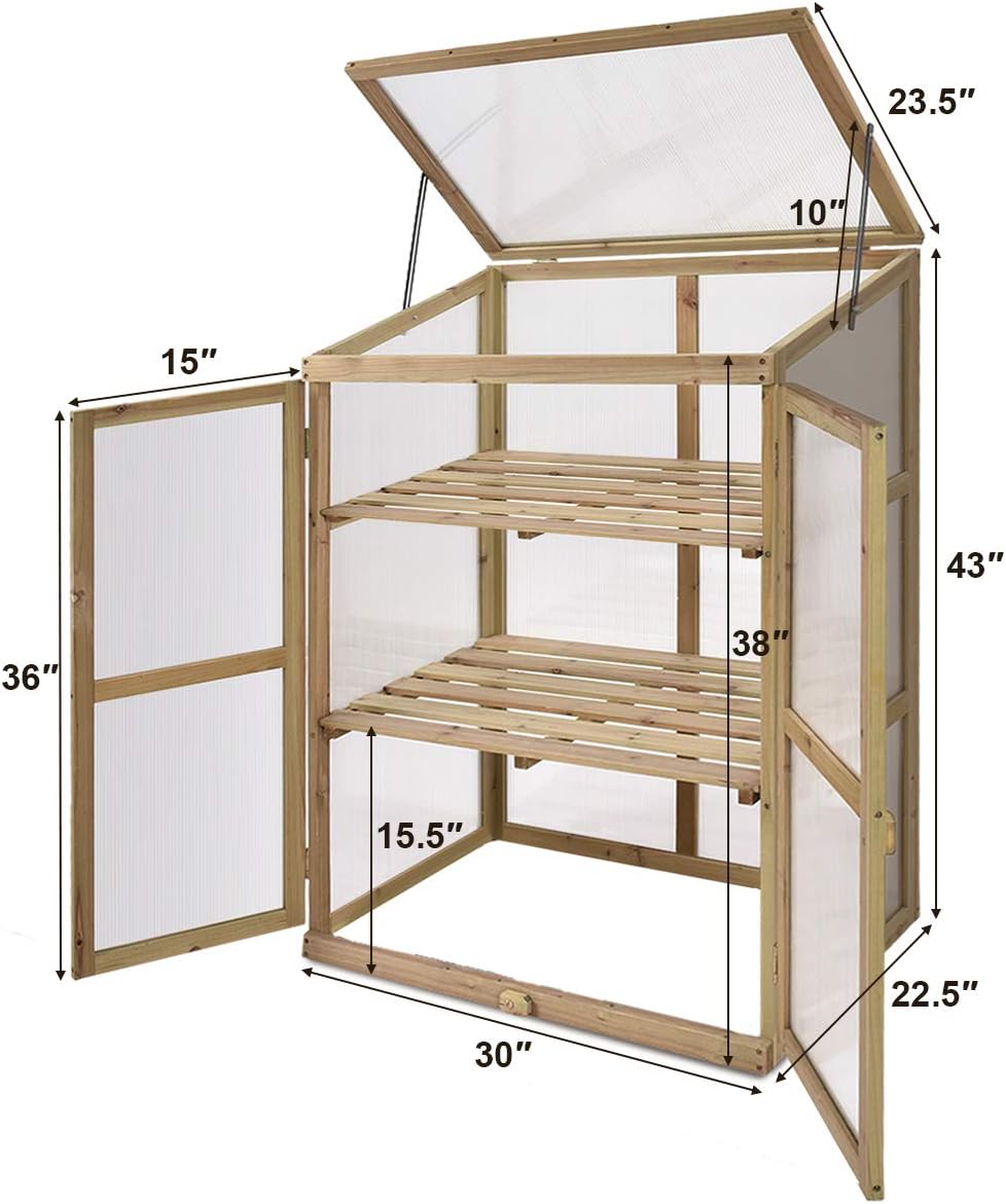 Giantex Garden Portable Wooden Cold Frame Greenhouse Raised Flower Planter Protection