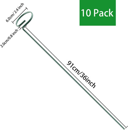 HiGift 10 Pack 36 Inch Plant Support Stake for Tall Plant, Garden Single Stem Flower Support Stake