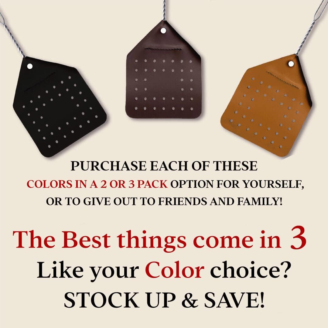 Leather Fly Swatter Set (1 Pack) – 17” Amish-Made Fly Swat w/Real Leather Paddle – Fly Swatters
