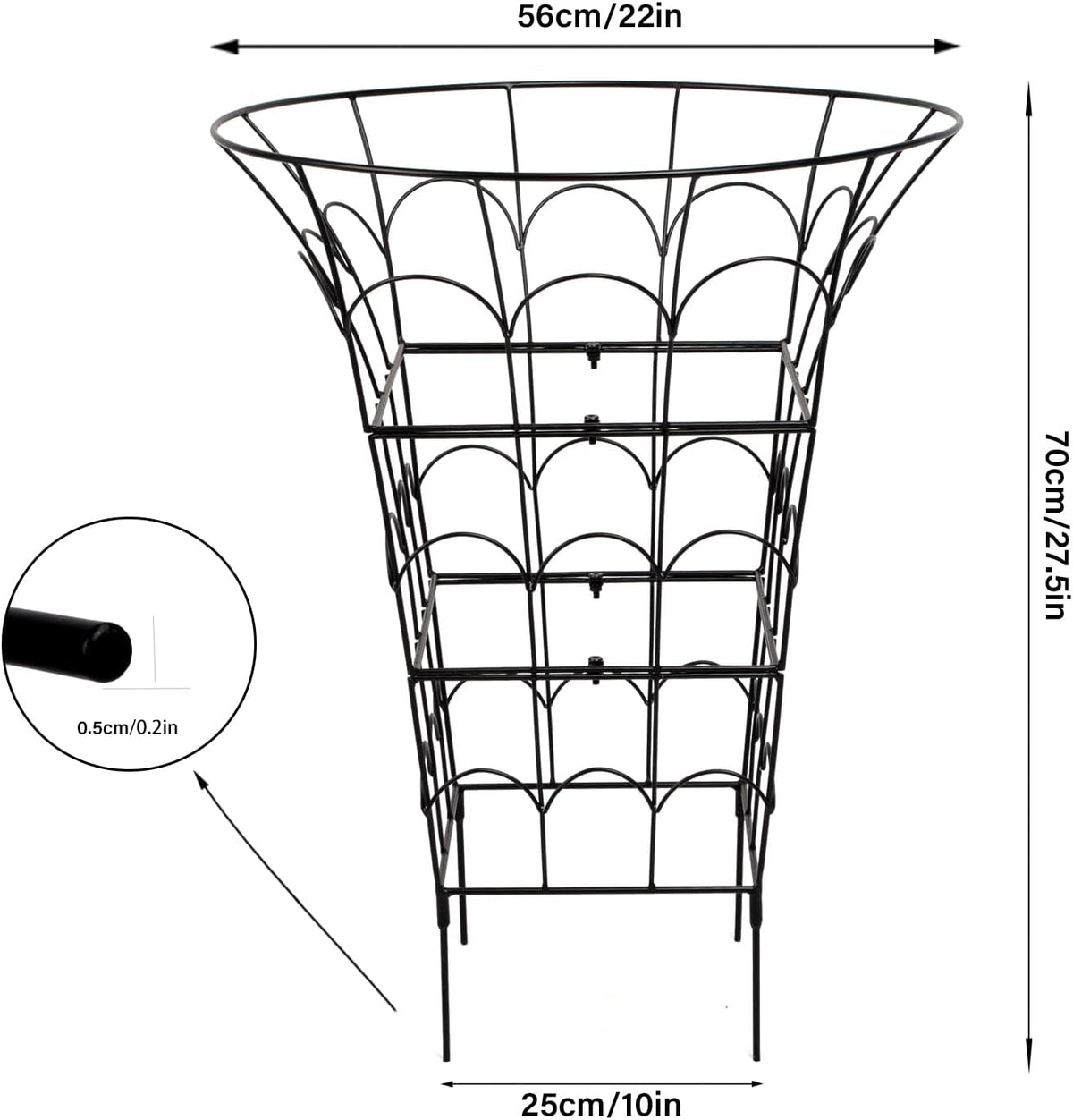 COOOXIM Peony Cages & Supports - Metal Plant Obelisk Trellis for Outdoor Use, 27.5 x 22 Inches