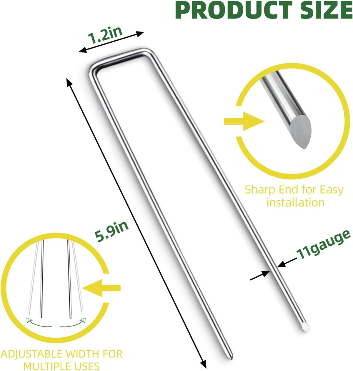 6 Inch Galvanized Landscape Staple, 11 Gauge Heavy Duty Garden Stakes for Barrier Fabric, Plant