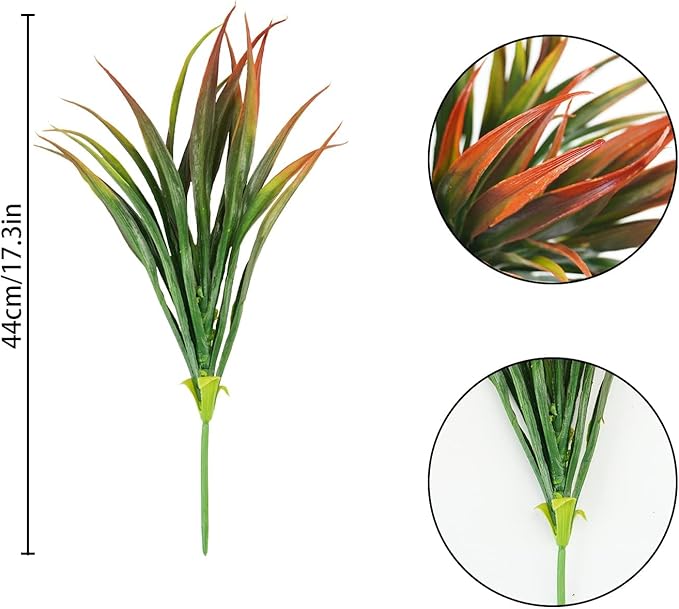 32Pcs Artificial Grass Fake Plants 17.3in Outdoor Plastic Plants UV Resistant Greenery Fake Grass