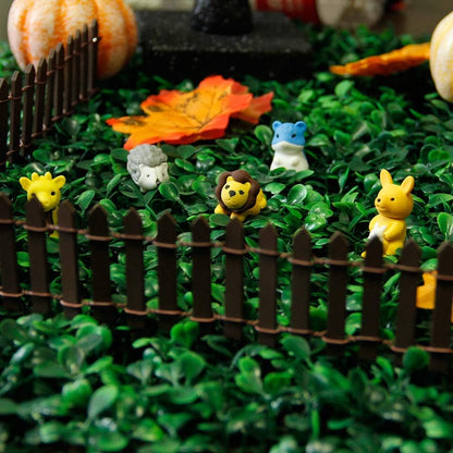 Miniature Fairy Garden Fence, DIY Wood Picket Fence Mini Ornament for Dollhouse (Brown)