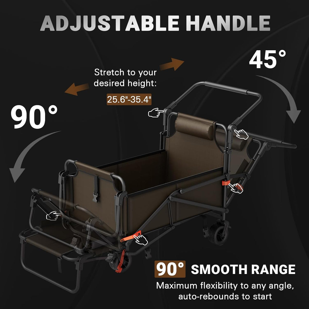 LEVELEVE Heavy Duty Folding Wagon - 2-in-1 Collapsible Cart, 400lb Capacity, All-Terrain Wheels