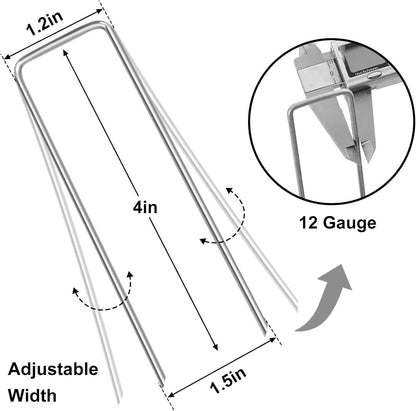 HongWay 120 Pack 4 Inch Landscape Garden Staples, Garden Stakes Galvanized 12 Gauge SOD Ground