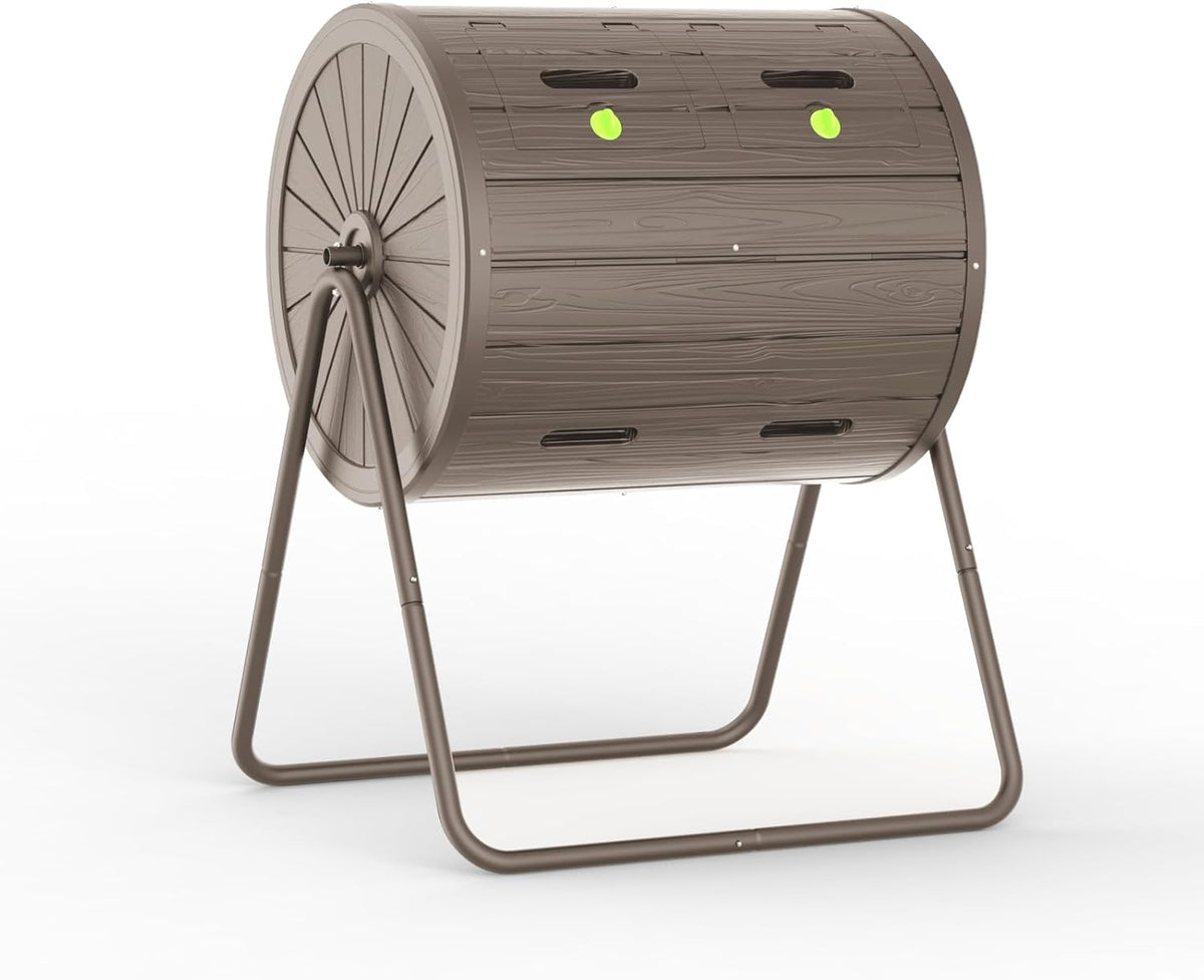 Dual Chamber Tumbling Composter 43 Gallon Large Outdoor Tumbling Composter Efficient Batch