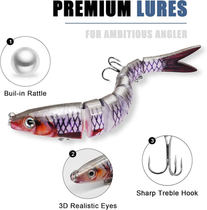 Fishing Lures for Bass Trout Topwater Multi Jointed Swimbaits Slow Sinking Bionic Swimming Lures