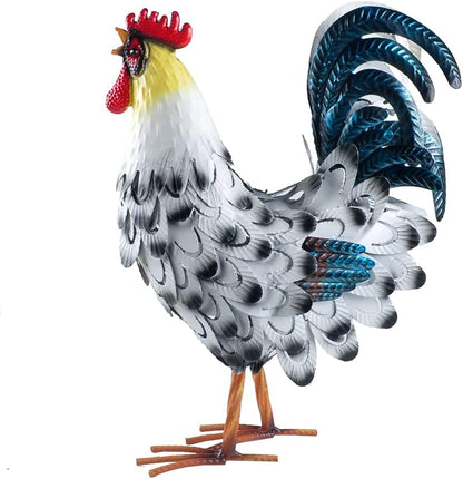 15” Rooster Statue Chicken Sculpture Garden Decoration Metal Yard Art for Yard Outdoor Decoration