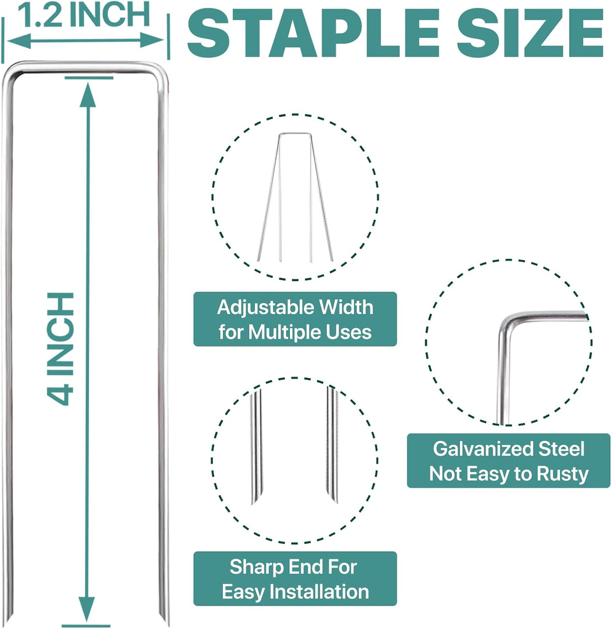 4 Inches Landscape Staples,Galvanized Garden Stakes Yard Stakes Garden Staples Prefect for Weed
