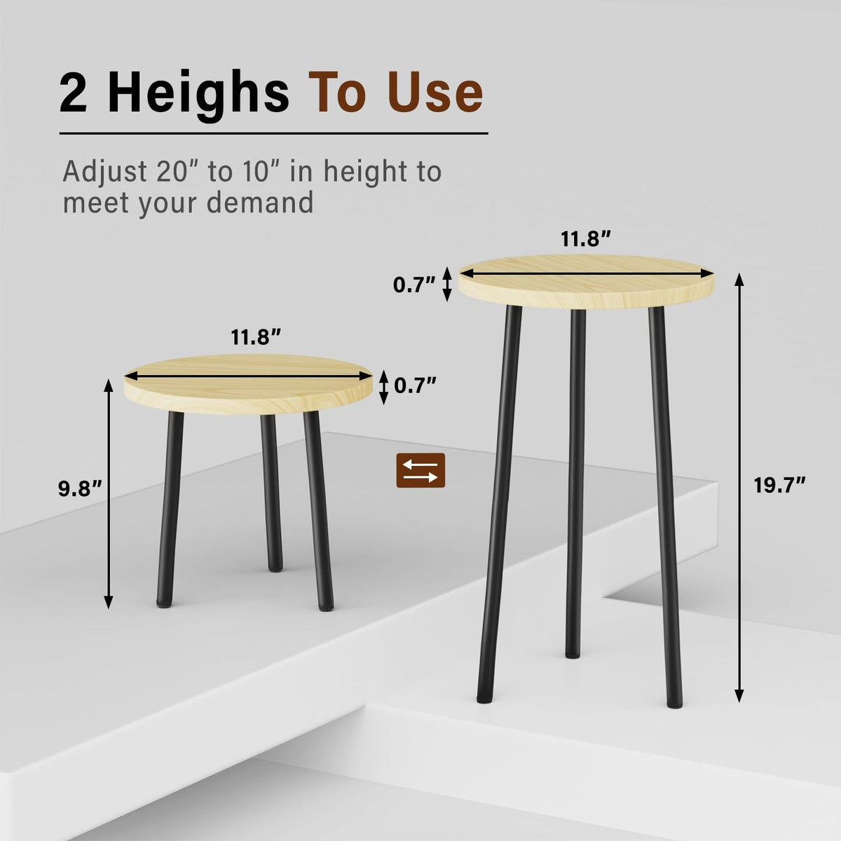 Plant Stand Indoor 2 Pack: Corner Wood 20 Inch Plant Stand Mid Century Modern Decor - Small Round