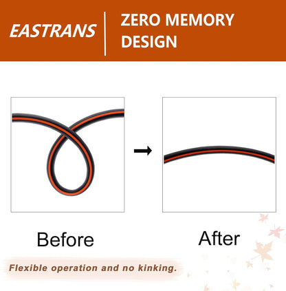 EASTRANS Short Garden Hose 3 ft x 5/8", Heavy Duty Black Orange Water Hose with 3/4" Solid Brass