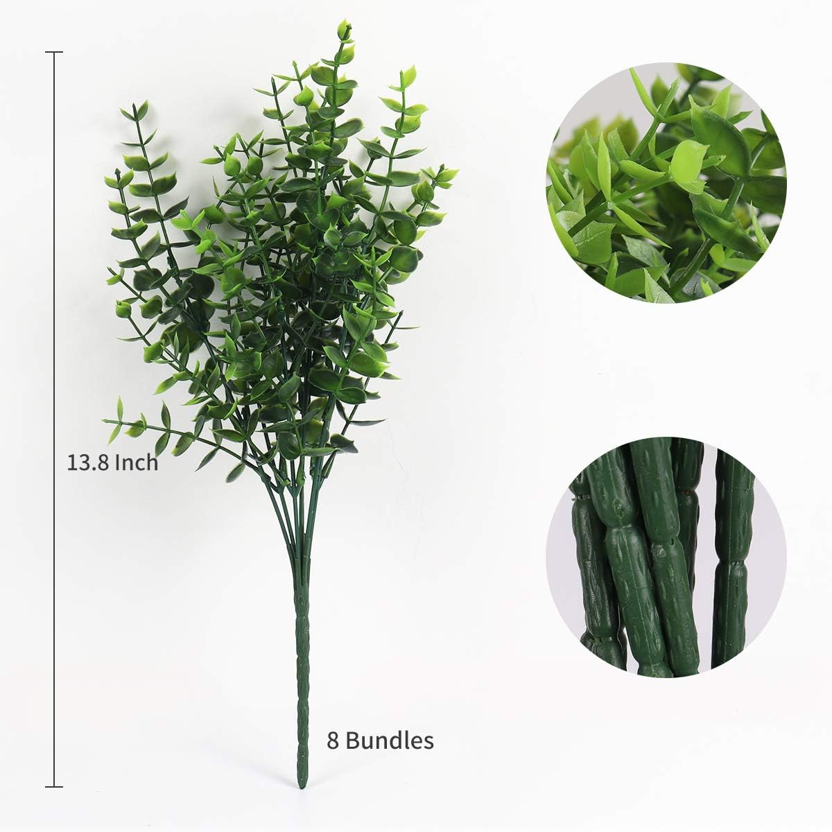 RECUTMS 8 Bundles Artificial Eucalyptus Artificial Grasses Fake Greenery Boxwood Stems Fake Plants