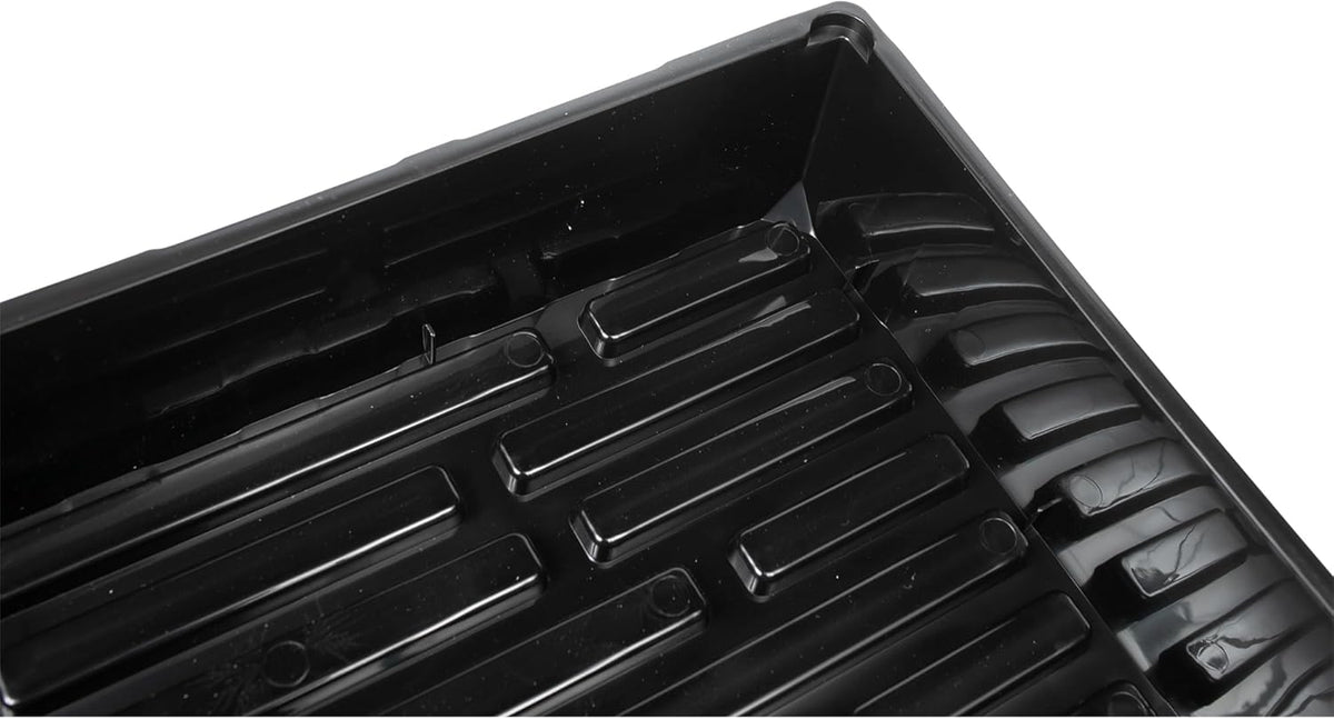 SUNPACK 10" x 20" Mega Plastic Seed Starting Tray, Black, 2.5" (Pack of 10) - No Drainage Holes