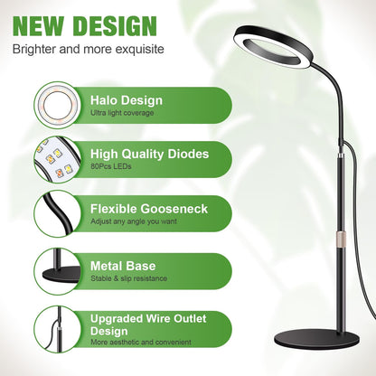 Garpsen Grow Lights for Indoor Plants, 80 LEDs Full Spectrum Desk Plant Light with Timer for